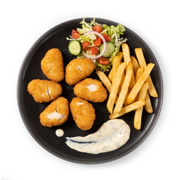 Fischknusperli mit Pommes